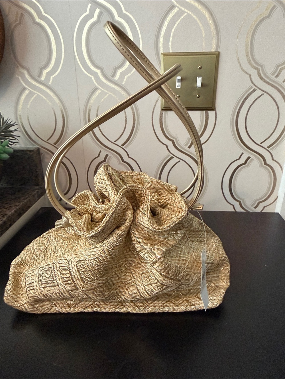 Gold Textured / Straw Clutch